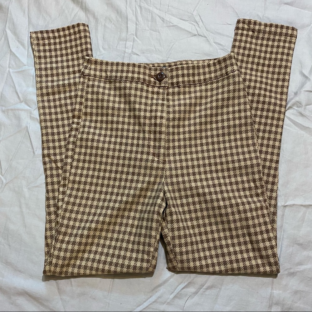 Brown Checkered Plaid Pants